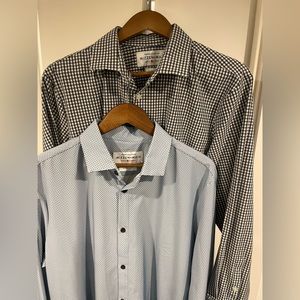 2 Mizzen and Main Leeward XL Trim Blue/Black Gingham and Dot Shirts